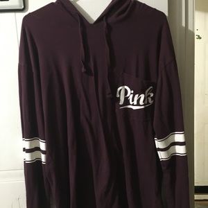 Pink Victoria secret  long sleeve shirt with hood
